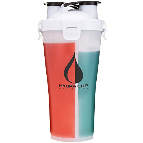 Product Cover Hydra Cup 3.0-36oz High Performance Dual Shaker Bottle, Patented PRE + Protein Shaker Cup, Leak Proof, Awesome Colors, Save Time & Be Prepared, Everest White