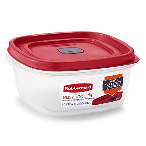 Product Cover Rubbermaid Easy Find Lids 5-Cup Food Storage and Organization Container, Racer Red