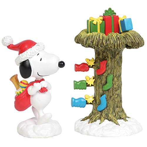 Product Cover Department 56 Peanuts Santa Snoopy Delivering Gifts Figurine Set, 7 Inch, Multicolor