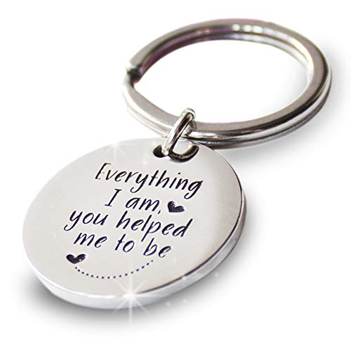 Product Cover Mynoova Everything I am you helped me to be Keychain - Mom keychain from Daughter - Happy Birthday Gift for Mom -Unique gifts for women- Keychains for women - Christmas Gifts, Mother's day I Love You