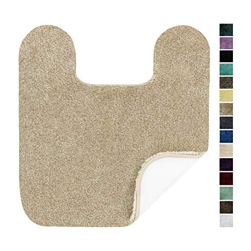 Product Cover Maples Rugs ColorSoft Non Slip Washable & Quick Dry Contour Toilet Rugs [Made in USA], Clay Beige