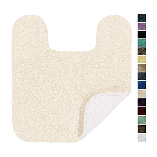 Product Cover Maples Rugs ColorSoft Non Slip Washable & Quick Dry Contour Toilet Rugs [Made in USA], Fresh Ivory