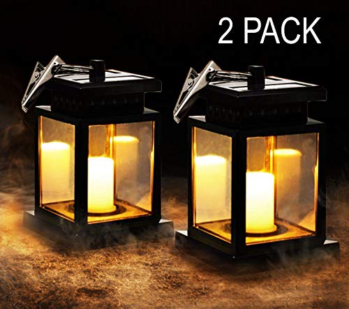 Product Cover MakeABC Solar Lantern Flickering Candles Solar-Light Umbrella Waterproof Outdoor Hanging Lights Candle Set of 2