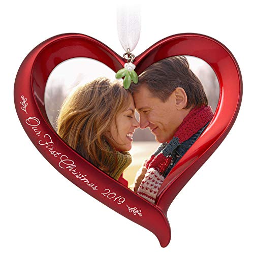 Product Cover Hallmark Keepsake Ornament 2019 Year Dated Our First Christmas Heart Photo Frame