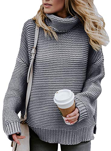 Product Cover Asvivid Womens Turtleneck Long Sleeve Chunky Knit Pullover Sweater Tops