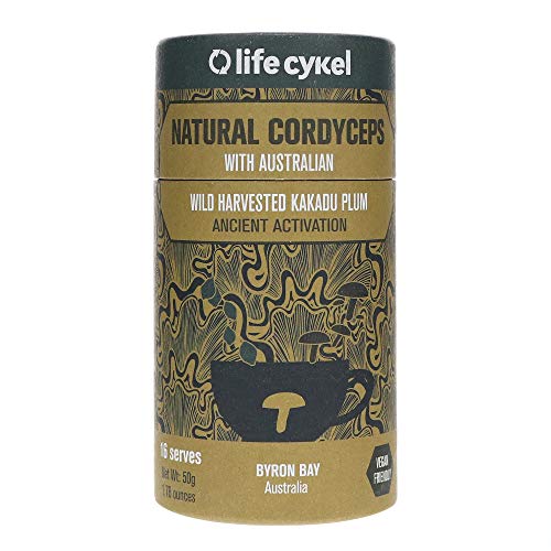 Product Cover Life Cykel 100% Natural Cordyceps Mushroom with Australian Wild Harvested Kakadu Plum - Ancient Fuel for the Modern World - Energy, Improved Endurance and Daily Performance - (16 Servings) - 50g