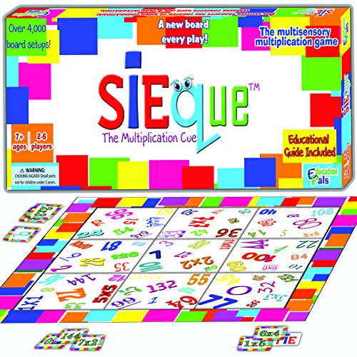 Product Cover SiEqueTM Cool Math Games for Kids & Adults - Best Party Games - Award Wining Multiplication Fun Board Game - Top Educational Learning Toys to Play for Boys & Girls & Family -Prime Gift -Ages 7-77
