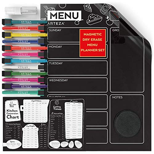Product Cover ARTEZA Dry Erase Magnetic Chalkboard Menu Planner Set (16