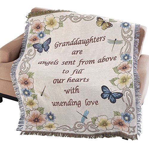Product Cover Collections Etc Floral Granddaughter Throw Blanket and Tapestry with Sentimental Message, Decorative Accent for Living Room