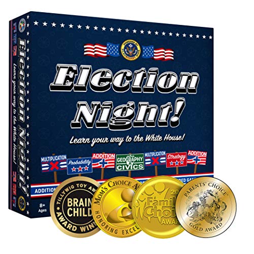 Product Cover Election Night! Board Game - Winner of 2019 Parents Choice Gold Award. A Super Fun Way to Learn Essential Math, Geography and Civics While Strategizing Your Way to The White House.