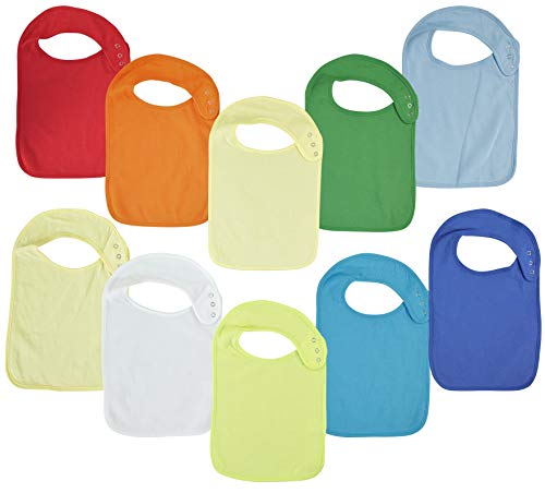 Product Cover Baby Lounge Big Large Babies to Toddler Bib 10-Pack Extra Coverage - Soft Drool Absorbing, Easy to Clean (Solid, 6 to 24 Months)