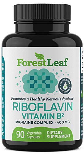 Product Cover Vitamin B2 Riboflavin, 400mg - 90 Capsules - Promotes Healthier Blood, Nervous System and Helps Boost Energy and Metabolism - Non-GMO, Gluten Free Daily Dietary Supplement - by ForestLeaf