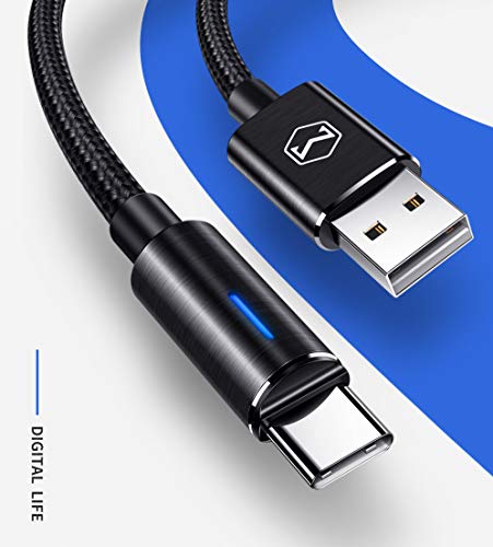 Product Cover [Type-C] Power Off/On Smart LED Auto Disconnect 5FT Quick Charge Data Cable QC 3.0 for for Samsung Galaxy S9,S8+,New MacBook,Google Pixel,Nexus 6P,LG,HTC & More List Below (Type C Black, 5FT/1.5M)