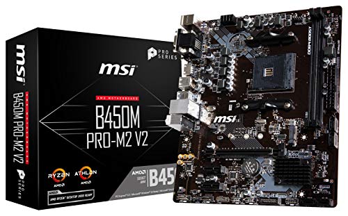 Product Cover MSI ProSeries AMD Ryzen 1st and 2nd Gen AM4 M.2 USB 3 DDR4 D-SUB DVI HDMI Micro-ATX Motherboard (B450M PRO-M2 V2)