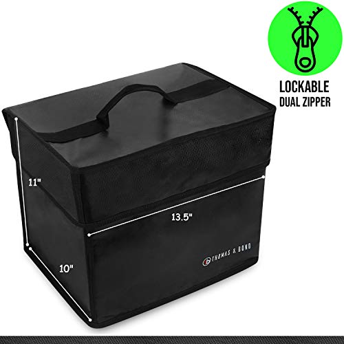 Product Cover Thomas & Bond Lightweight Fireproof Safe 13.5x11x10 Only 2 LBS Holds Files Binders Documents.77 cu ft Home Security Safe; Fireproof Waterproof Flexible Material Lockable Zipper