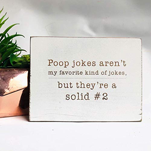 Product Cover Etch & Ember Funny Bathroom Signs - Poop Jokes Aren't My Favorite - Farmhouse Style Decor - Rustic Wood Sign - 5.5