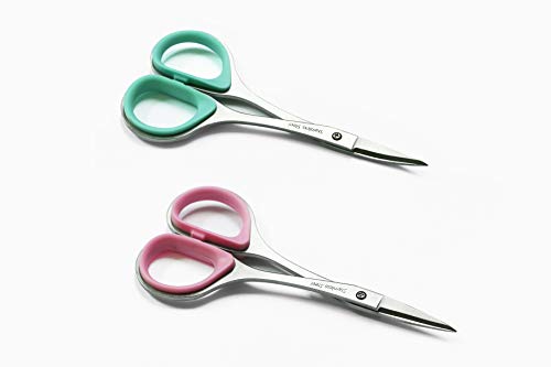 Product Cover Beaditive Sewing and Embroidery Scissors Set (2 Pc.) Curved and Straight, Sharp, Stainless-Steel Design | Precision Tips, Ergonomic Rubber Handle Grip | Small, Compact DIY Use (1 Curved, 1 Straight)