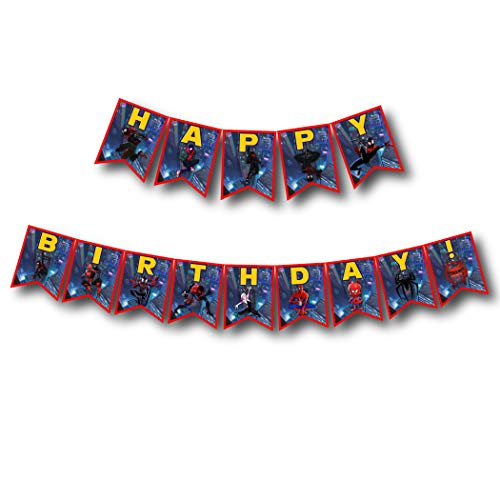 Product Cover A2ZPlusmore INTO The Spider Verse Birthday Party Bunting Banner, Garland, Flag Pennants