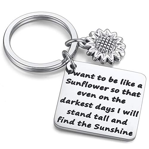 Product Cover MIXJOY Sunflower Charm Keychain I Want to be Like a Sunflower Floral Key Chain Spiritual Gifts for Women