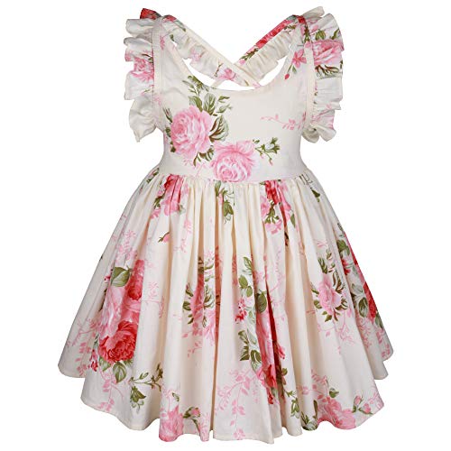 Product Cover Somlatrecy Vintage Floral Girls Dress Summer Casual Cotton Baby Dress for 1-12 Years