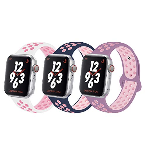 Product Cover YC YANCH Greatou Compatible for Apple Watch Band,Soft Silicone Sport Band Replacement Wrist Strap Compatible for iWatch Apple Watch Series 5/4/3/2/1,Nike+,Sport,Edition,38mm 40mm S/M