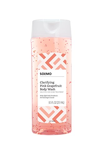 Product Cover Amazon Brand - Solimo Clarifying Pink Grapefruit Body Wash, 2% Salicylic Acid Acne Treatment, Dermatologist Tested, 8.5 Fluid Ounces