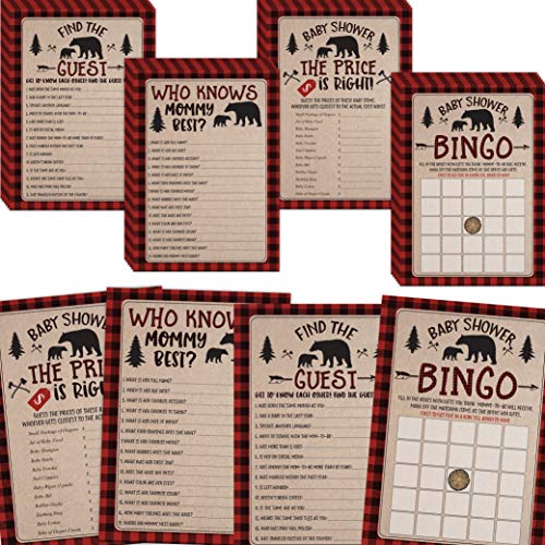 Product Cover Lumberjack Boy Baby Shower Games, Bingo, Find The Guest, The Price Is Right, Who Knows Mommy Best, 25 games each
