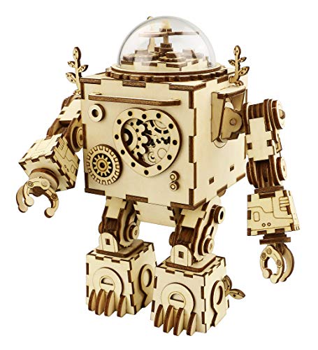 Product Cover RoWood Steam Punk Music Box 3D Wooden Puzzle Craft Toy, Best Gift for Adults, Age 14+, Robot DIY Model Building Kits - Orpheus (with LED Light)
