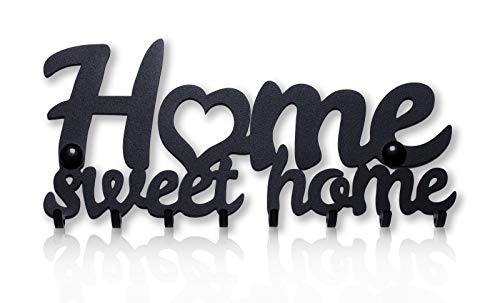 Product Cover Key Holder for Wall Home Sweet Home (8-Hook Rack) Decorative, Metal Hanger for Front Door, Kitchen, or Garage | Store House, Work, Car, Vehicle Keys | Vintage Decor