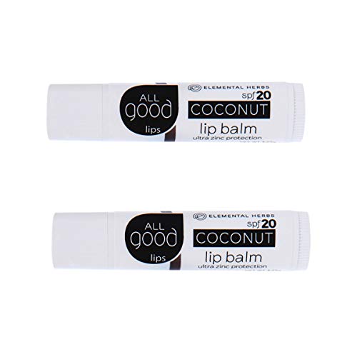 Product Cover All Good SPF 20 Lip Balm for Soft Smooth Lips - Calendula, Lavender, Olive Oil, Beeswax, Vitamin E | Zinc Oxide for Safe Sun Protection (Coconut)(2-Pack)