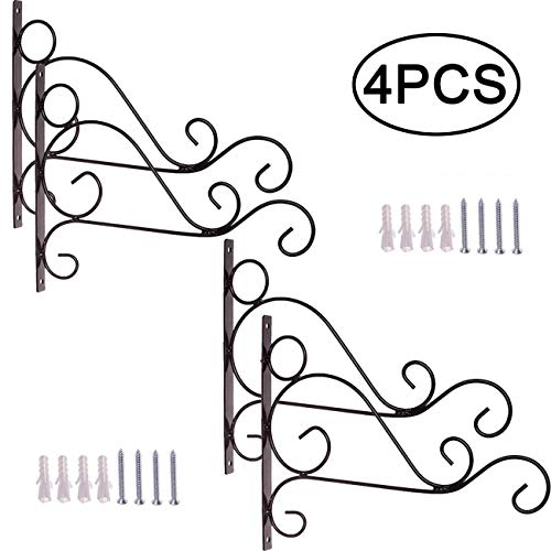 Product Cover TIHOOD 4PCS Metal Plant Bracket Iron Wall Mount Lanterns Hangers for Hanging Bird Feeders, Lanterns, Wind Chimes, Planters, Outdoor Decoration Hooks