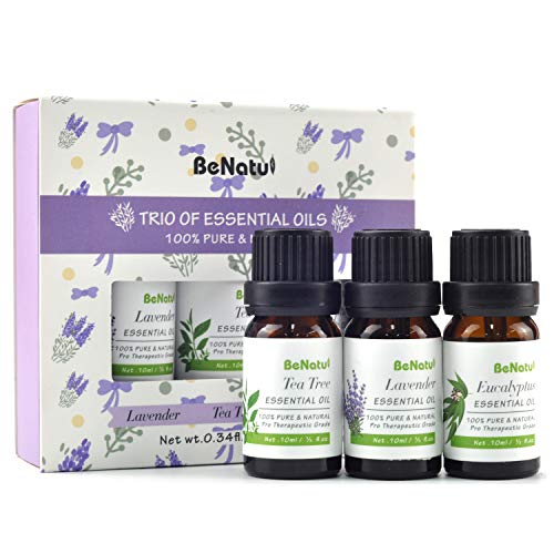 Product Cover Benatu Essential Oils Set - Lavender, Tea Tree, Eucalyptus, Organic Aromatherapy Kit for Diffuser, Soap Making and Skin Care 3 Packs - 10ml