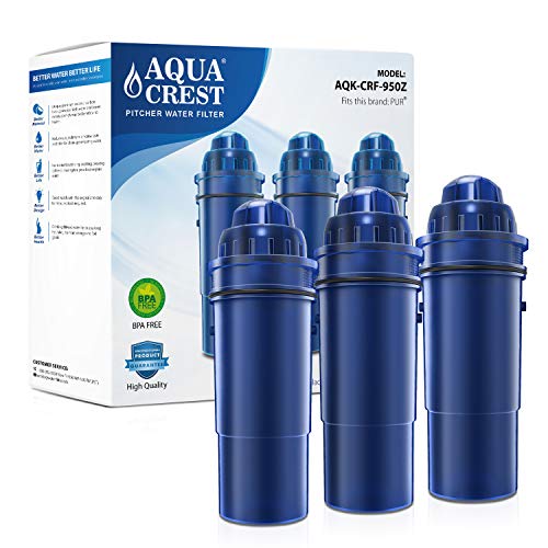 Product Cover AQUACREST CRF-950Z Pitcher Water Filter, Compatible with Pur Pitchers and Dispensers PPT700W, CR-1100C, DS-1800Z and More (Pack of 3) (Packing May Vary)