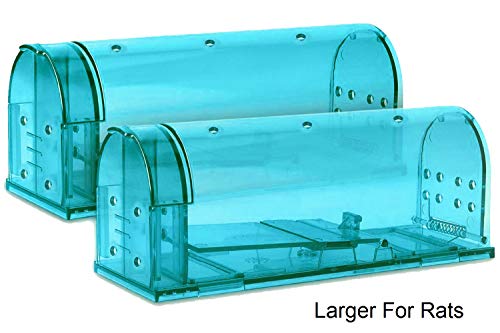 Product Cover Large Humane Rat Traps, Set of 2, Catch and Release Chipmunks Into The Wild, Cruelty Free Live Capture Plank Trap, Smart No Kill House Rodent Cage, Safe Pest Control Alternative from Glue and Poison