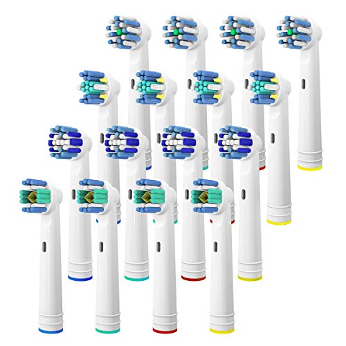 Product Cover Replacement Brush Heads for Oral B, 16 Pcs Toothbrush Replacement Heads Compatible with Oral B Pro1000 Pro3000 Pro5000 Pro7000, includes 4 Floss, 4 Cross, 4 Precision & 4 Whitening Brush Heads