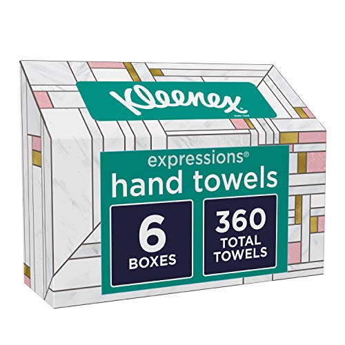 Product Cover Kleenex Expressions Hand Towels, Single-Use Disposable Paper Towels, 6 Boxes, 60 Towels Per Box (360 Towels Total)