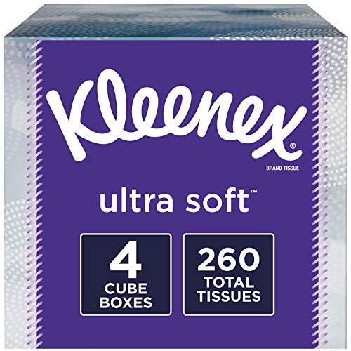 Product Cover Kleenex Ultra Soft Facial Tissues, 4 Cube Boxes, 65 Tissues per Box (260 Tissues Total)