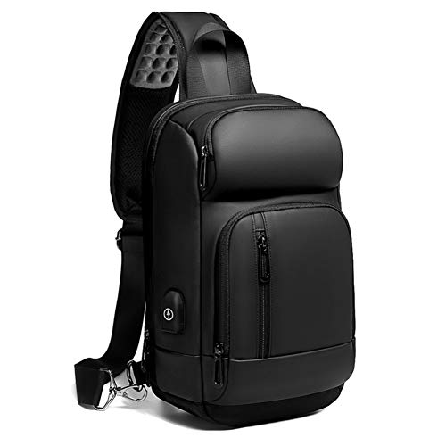 Product Cover Sling Backpack for Men Cross Body Shoulder Backpack Chest Pack Bag with USB Charging Port Waterproof Lightweight Casual Daypack Fits 10.5 Inch Ipad