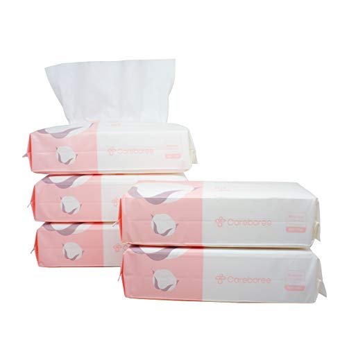 Product Cover Careboree Extra Thick Dry Wipe, 100% Cotton, Lint-Free Cotton Tissues for Sensitive Skin (5 Pack)