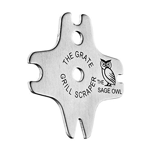 Product Cover The Sage Owl Heavy Duty Stainless Grill Scraper - Bristle Free Tool for Cleaning Your BBQ Grill