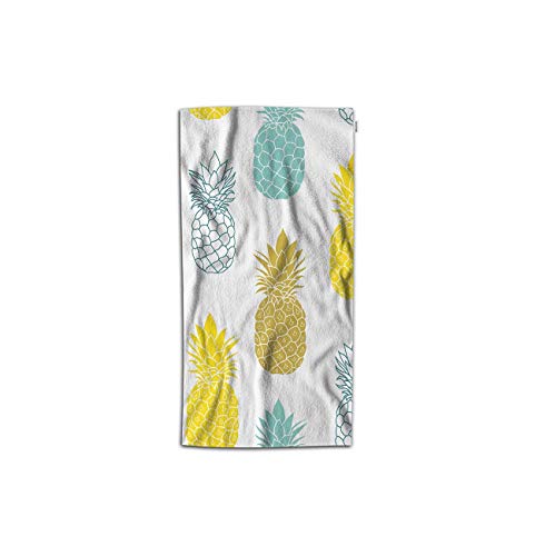 Product Cover Moslion Pineapple Hand Towel Fresh Tropical Summer Fruit Botanical Pineapples Leaf Towel Soft Microfiber Face Hand Towel Kitchen Bathroom for Kids Baby Men 15x30 Inch Green Yellow