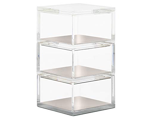 Product Cover OfficeGoods Acrylic & Silver 3 Tier Organizer - Functional & Elegant Accessory Designed for Your Desk Office or Home - A Great Spot for All Your Little Bits (Silver/Square)