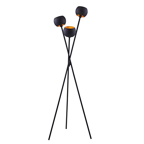 Product Cover Archiology Black Modern Floor Lamp ，with 3 Matte Black Globe Head and Interwining Tripod Legs-Metal Tripod Floor Lamp for Mid-Century Living Room and Bedroom