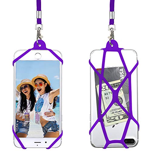Product Cover Gear Beast Universal Web Cell Phone Lanyard Compatible with iPhone, Galaxy & Most Smartphones, Includes Phone Case Holder,Neck Strap (Purple)