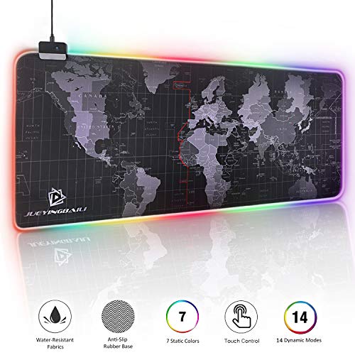 Product Cover RGB Gaming Mouse Pad - Large Cool RGB Gaming Mouse Mat With Nylon Thread Stitched Edges & Smoothly Waterproof Non-Slip Rubber Base (31.5