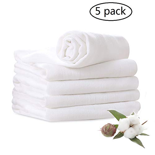Product Cover Muslin Burp Cloths 100% Cotton 6 Layers Large 10''x20'' Extra Soft and Absorbent 5 Pack by YOOFOSS