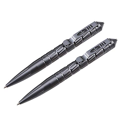 Product Cover Self Defense Pen Aviation Aluminum Tactical Pen for Writing and Glass Breaker Emergent Tool Black (2 Pack Tungsten Steel)