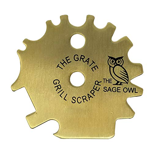 Product Cover Safe Brass Grill Scraper Tool - Avoid A Common Outdoor Grilling Hazard with This BarBQue Tool - The Grate Grill Scraper