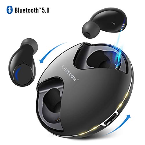 Product Cover Letscom True Wireless Earbuds, Bluetooth 5.0 Headphones, IPX5 Waterproof Workout Sports Earphones for Running, Mini Headphones with HD Stereo Sound, Built-in Mic, Charging Case, 36 Hrs Playtime