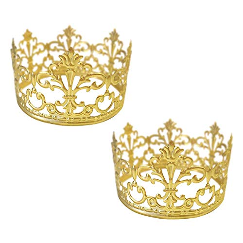 Product Cover BESTONZON 2pcs Mini Cake Crown Topper/Princess Crown,Wedding Birthday Party Decoration(Gold)